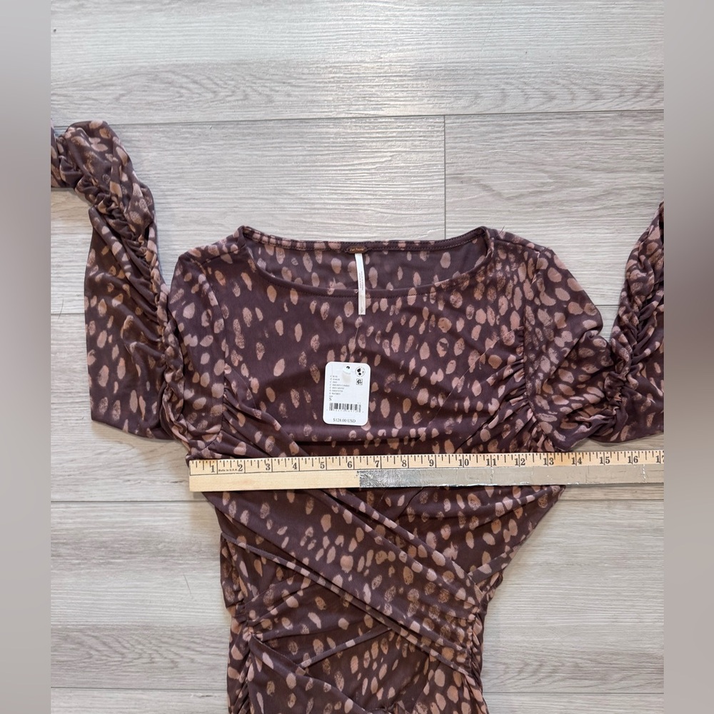 Free People Katana Mini Dress in Brown Sz Small Stretch Mesh BodyCon Party NWT - Picture 8 of 12